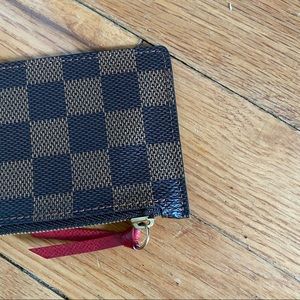 LOUIS VUITTON Damier Ebene Josephine Wallet Zippered Insert Red